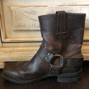 Distressed Frye Low 8R Harness Boots
